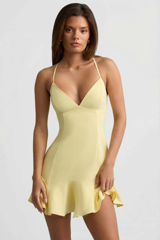 Lace Up Back Drop Waist Mini Dress