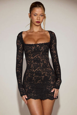 Lace Mini Dress with Long Sleeves