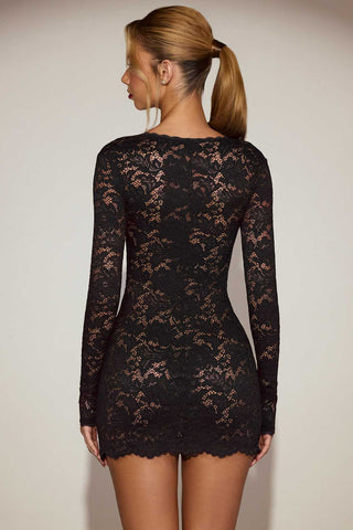 Lace Mini Dress with Long Sleeves