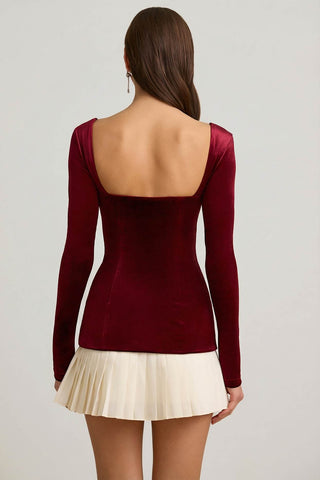 Velvet Corset Mini Dress with Pleated Skirt