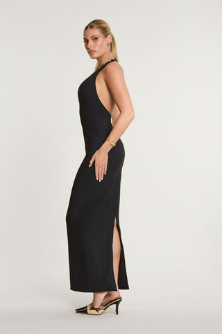 Halter Neck Plunge Maxi Dress