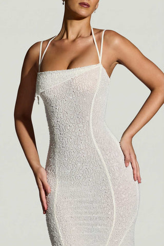 Embellished Asymmetric Maxi Dress