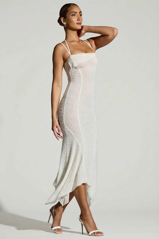 Embellished Asymmetric Maxi Dress