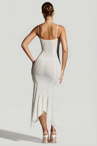 Embellished Asymmetric Maxi Dress