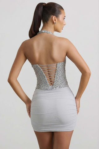 Ruched Mesh Mini Skirt