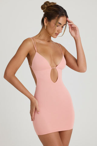 Open Back Mini Dress with Keyhole Cutout
