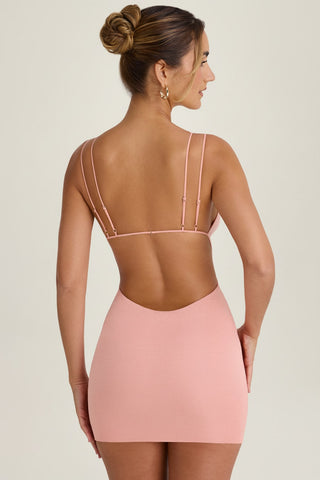 Open Back Mini Dress with Keyhole Cutout