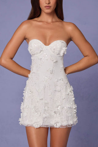 Embellished Floral Tulle Mini Dress