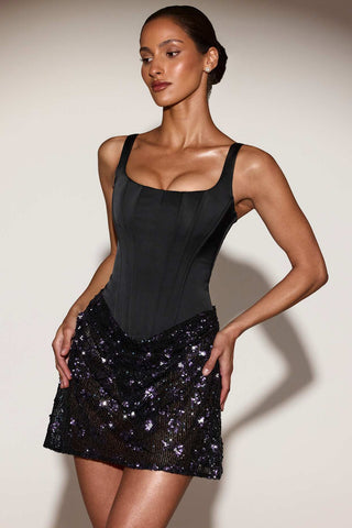 Sequin Draped Corset Mini Dress