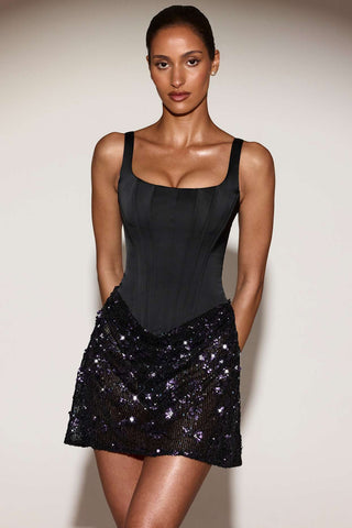 Sequin Draped Corset Mini Dress