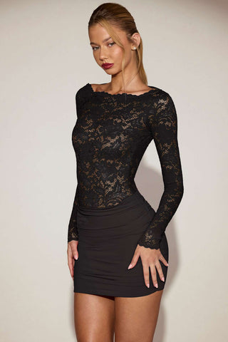 Lace Mini Dress with Open Back
