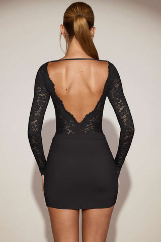Lace Mini Dress with Open Back