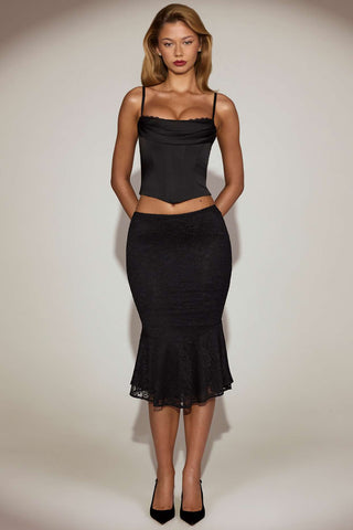 Cowl Neck Lace Up Corset Top