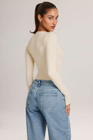 Plunge Neck Long Sleeve Bodysuit