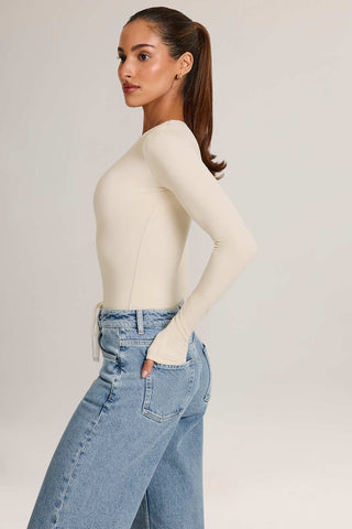 Plunge Neck Long Sleeve Bodysuit