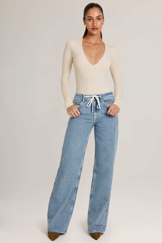 Plunge Neck Long Sleeve Bodysuit