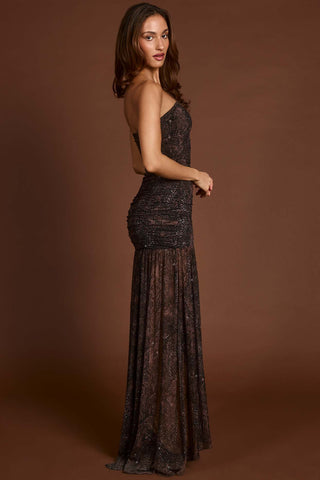 Embellished Snake Print Maxi Dress