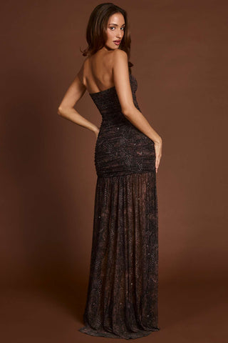 Embellished Snake Print Maxi Dress