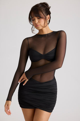 Sheer Panelled Mini Dress
