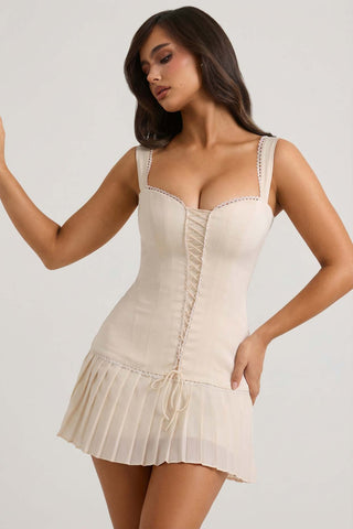 Lace Up Corset Mini Dress with Bow Detail