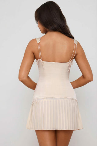 Lace Up Corset Mini Dress with Bow Detail