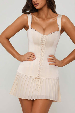 Lace Up Corset Mini Dress with Bow Detail