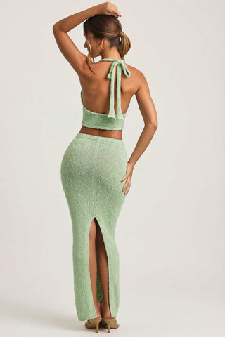 Boucle Maxi Skirt with Back Slit