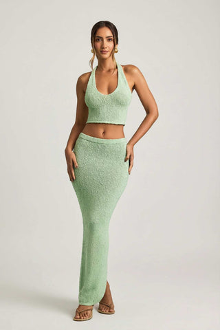 Boucle Maxi Skirt with Back Slit
