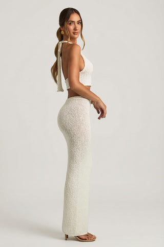 Boucle Maxi Skirt with Back Slit
