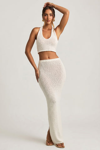 Boucle Maxi Skirt with Back Slit