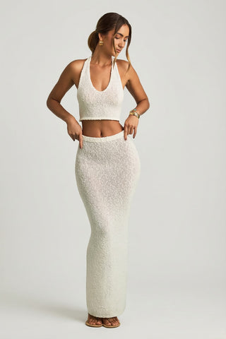 Boucle Maxi Skirt with Back Slit
