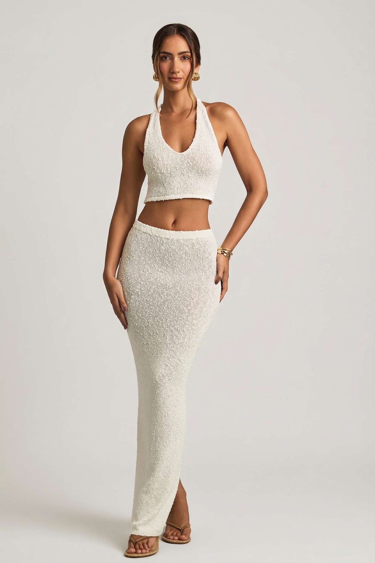 Boucle Maxi Skirt with Back Slit