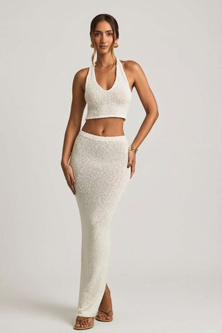 Boucle Maxi Skirt with Back Slit
