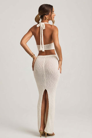 Boucle Maxi Skirt with Back Slit