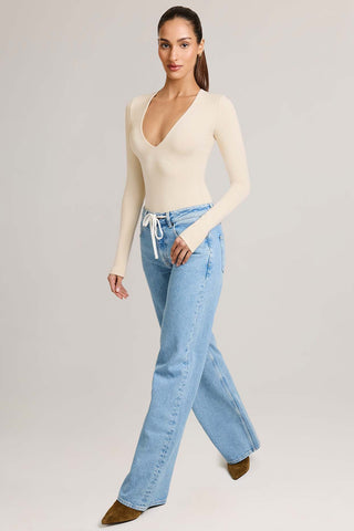 Drawstring Straight Leg Denim