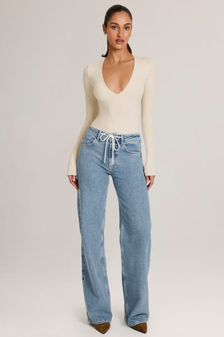 Drawstring Straight Leg Denim