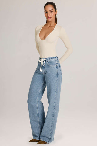 Drawstring Straight Leg Denim