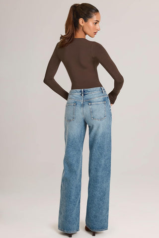 Drawstring Straight Leg Denim Jeans