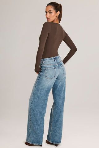 Drawstring Straight Leg Denim Jeans