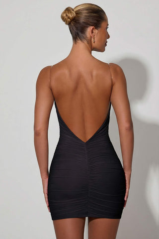 Ruched Backless Mini Dress
