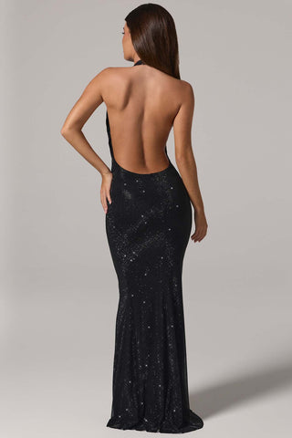 Embellished Cowl Neck Gown
