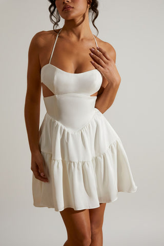 Romantic Halter Neck Cut Out Mini Dress