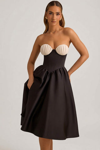 Strapless Corset Midi Dress