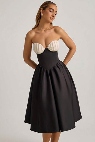 Strapless Corset Midi Dress