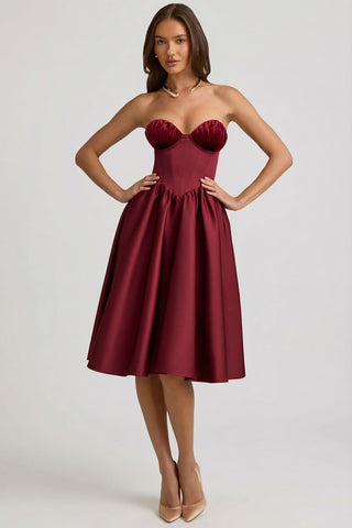 Strapless Corset Midi Dress