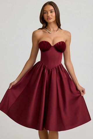 Strapless Corset Midi Dress