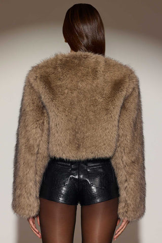 Fluffy Cropped Faux Fur Jacket