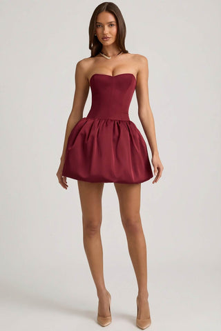 Convertible Bow Back Bubble Hem Dress