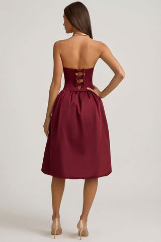 Convertible Bow Back Bubble Hem Dress