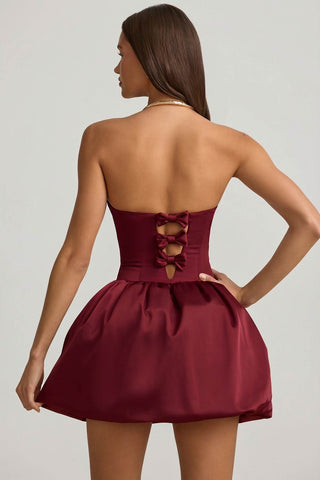 Convertible Bow Back Bubble Hem Dress